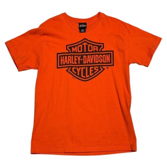 HARLEY DAVIDSON Munich Germany Orange Motorcycle Biker Tee Shirt Mens Medium - Picture 2 of 5